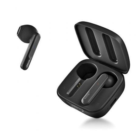 NGS Auriculares Bluetooth ARTICA MOVE Bluetooth 5.3 ENC Carga Inalámbrica - 7h Autonomía Auricular + 28h Total con Estuche, Almohadillas S/M/L, Negros (ARTICAMOVEBLACK)